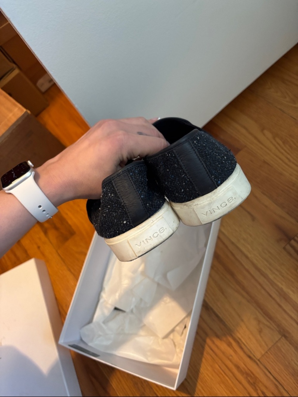 Vince Navy Glitter Slip-On Sneakers - Picture 5 of 6